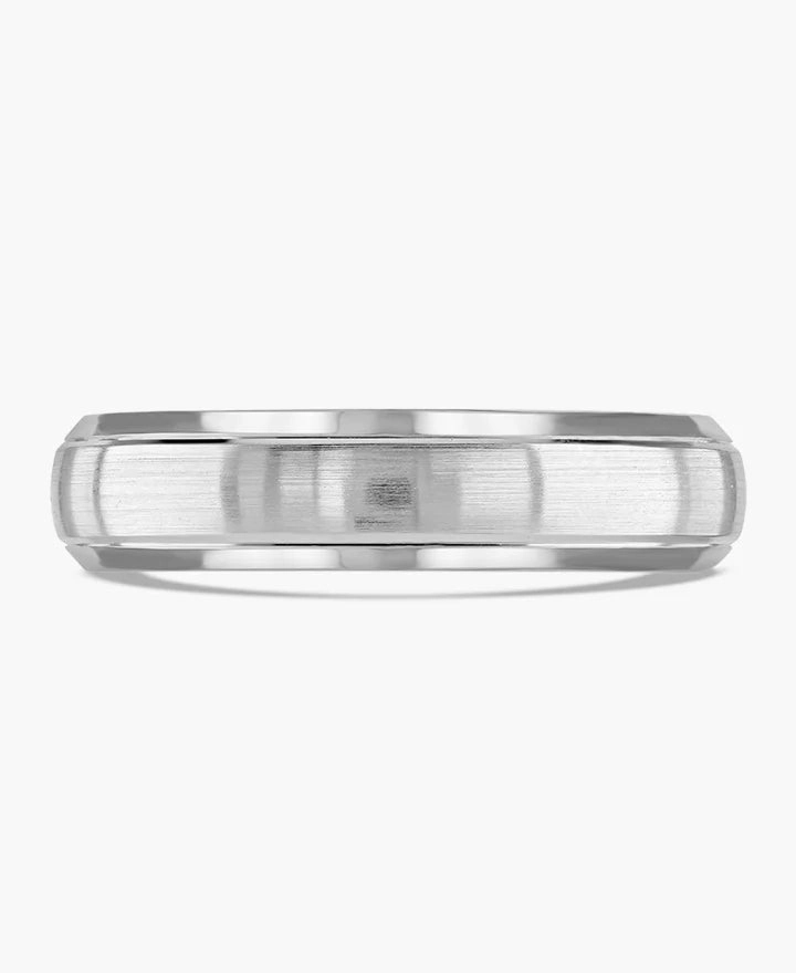 18ct White Gold 6mm Medium Court Gents Matte And Polished Wedding Ring