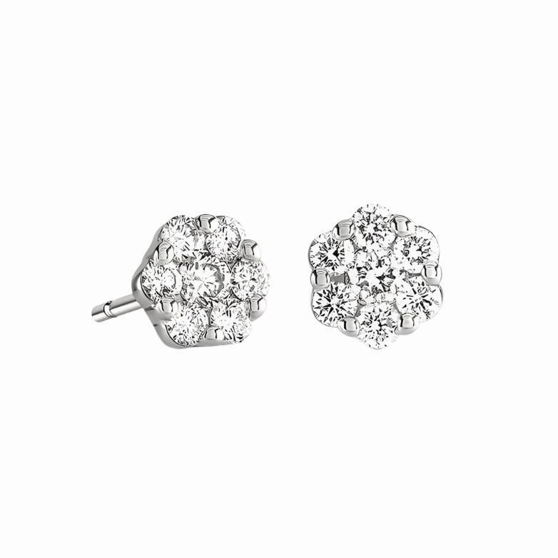 18ct white gold 7 diamond cluster stud earrings 0.50ct