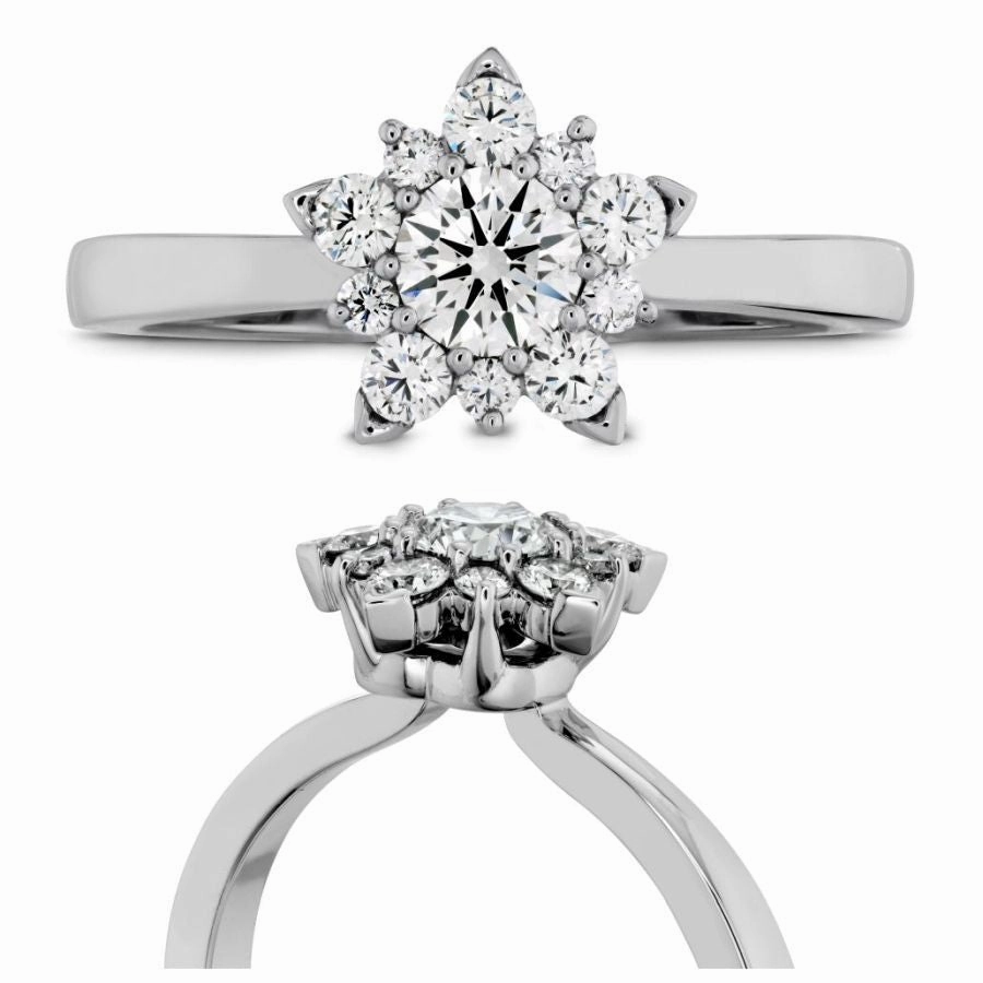 18ct White Gold Aerial Round Brilliant Cut Diamond Cluster Ring