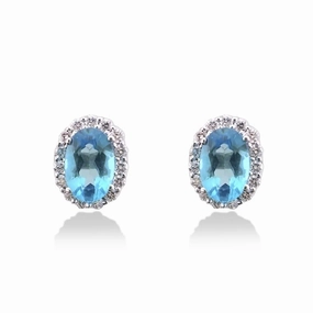 18ct white gold Aquamarine and Diamond stud earrings