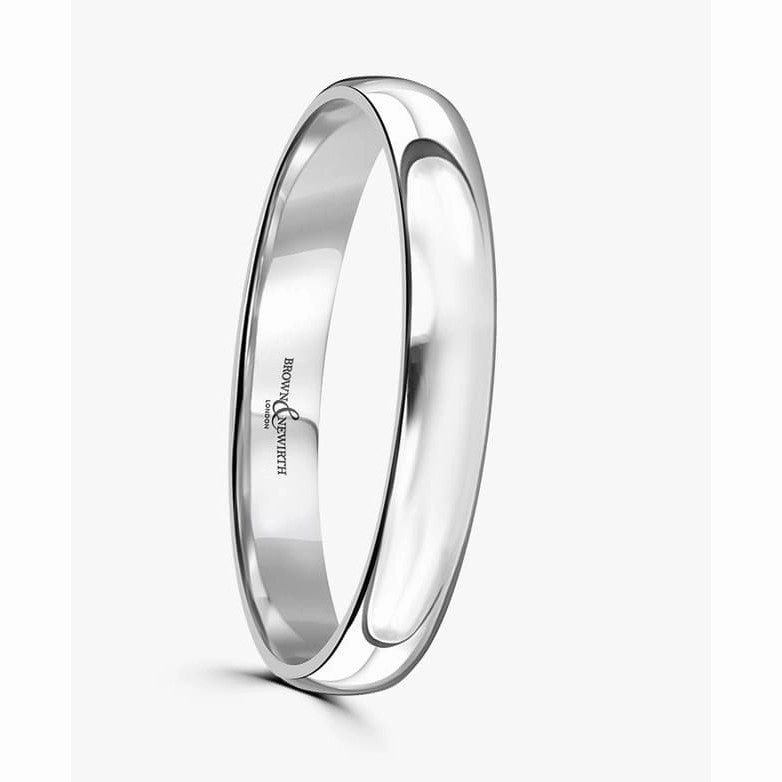 18ct white gold Classic Court Wedding Ring ultra light guage 3mm band