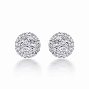 18ct white gold Diamond cluster earrings