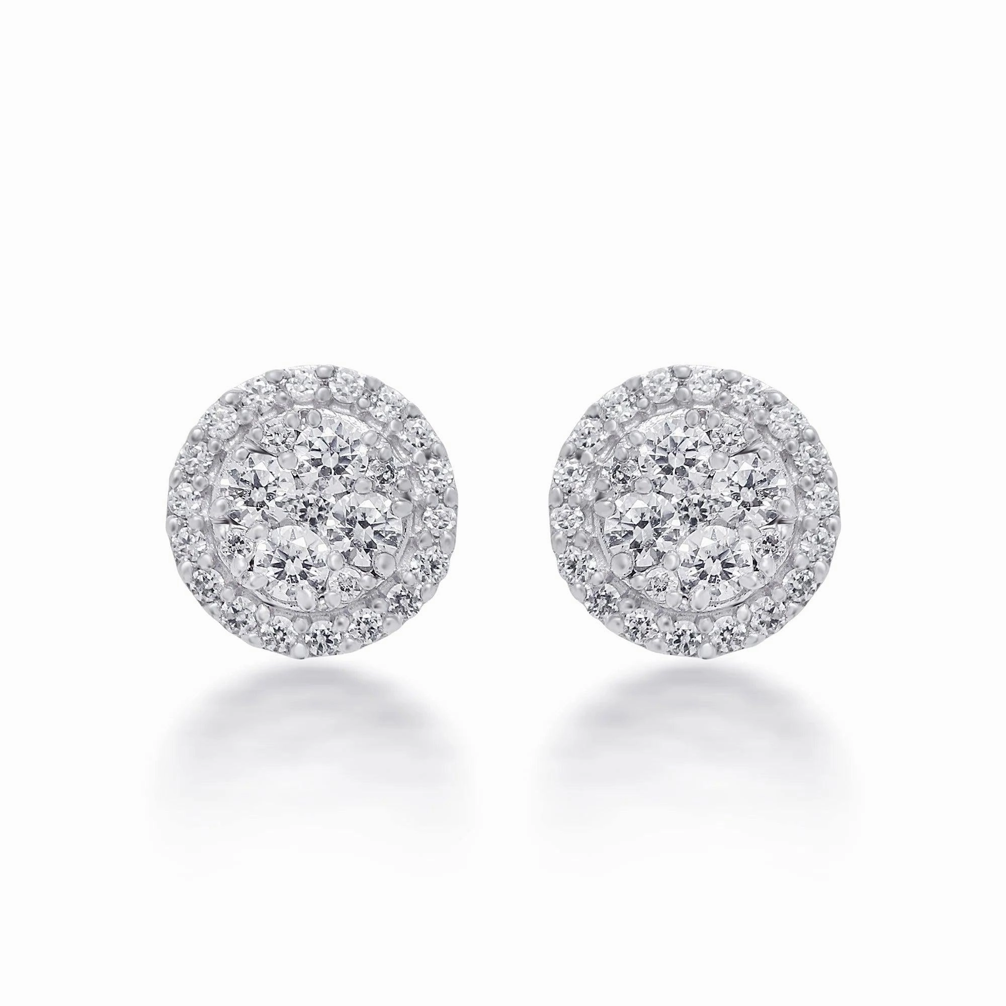 18ct white gold Diamond cluster earrings