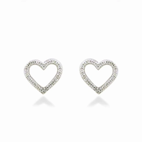 18ct white gold Diamond heart shaped earrings