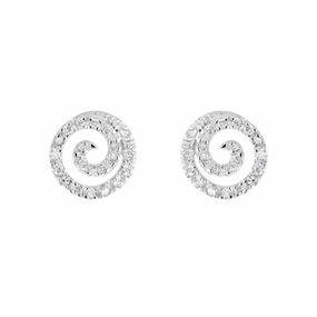 18ct White Gold Diamond Set Circle Swirl Stud Earrings