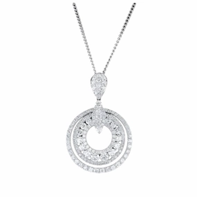 18ct White Gold Diamond Set Concentric Circle Pendant