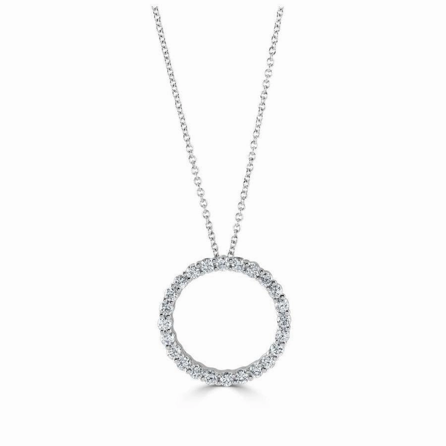 18ct White Gold Diamond Set Open Circle Pendant