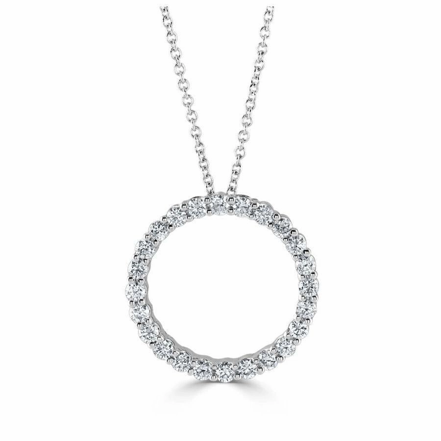 18ct White Gold Diamond Set Open Circle Pendant