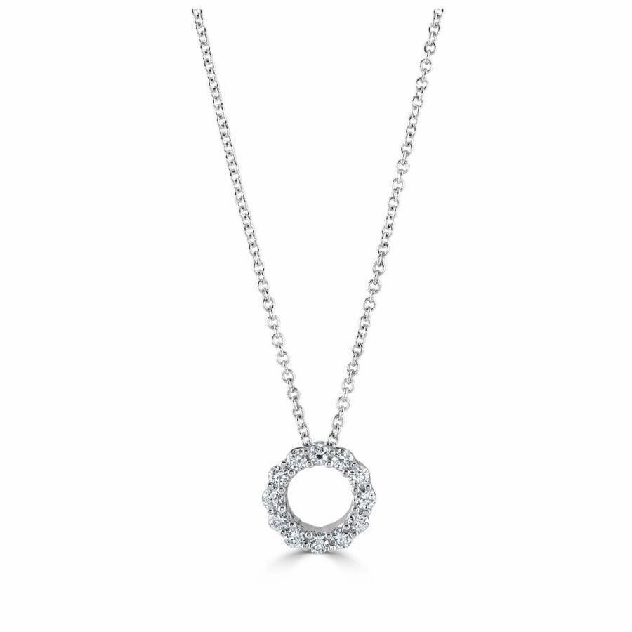 18ct White Gold Diamond Set Open Circle Pendant