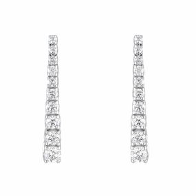 18ct White Gold Graduated Round Brilliant Cut Diamond Drop Earrings