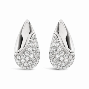 18ct White Gold Pear Shaped Pave Set Diamond Stud Earrings