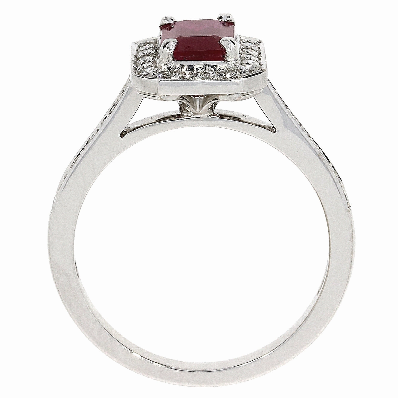 18ct White Gold Ruby & Diamond Cluster Ring