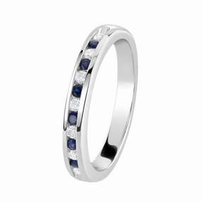 18ct White Gold Sapphire & Diamond Channel Set Eternity Band