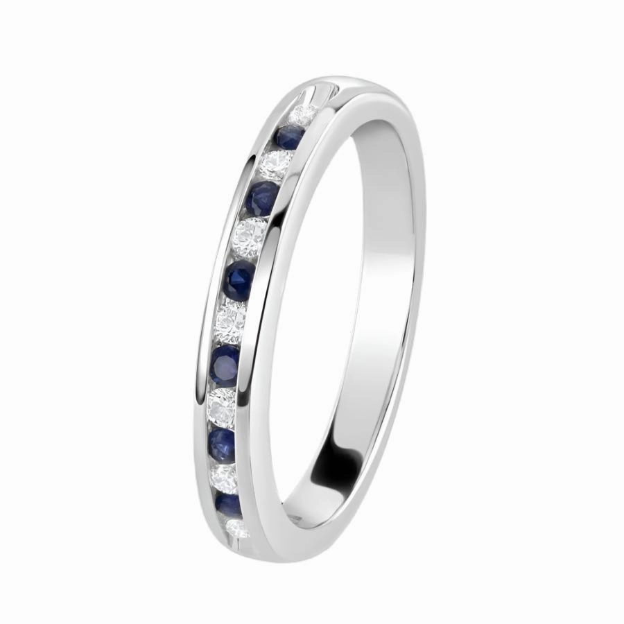 18ct White Gold Sapphire & Diamond Channel Set Eternity Band