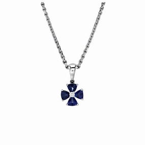 18ct White Gold Sapphire & Diamond Pendant & Chain