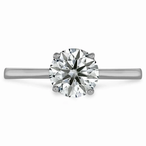 18ct White Gold Simply Bridal Beaded Solitaire Ring