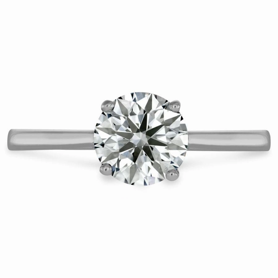 18ct White Gold Simply Bridal Beaded Solitaire Ring