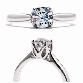 18ct white gold Simply bridal leaf solitaire diamond ring