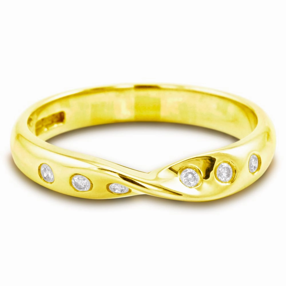 18ct Yellow Gold 0.09ct Diamond Set Wedding Band