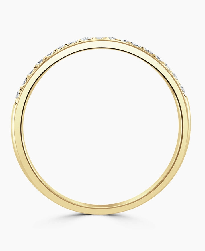 18ct Yellow Gold 0.10ct Round Brilliant Cut Diamond Grain Set Half Eternity Ring