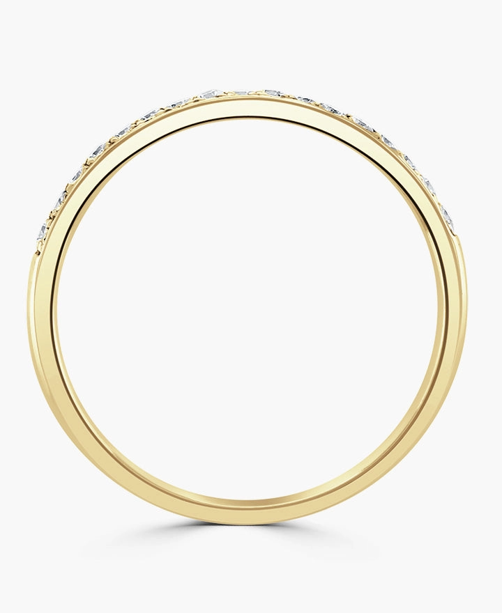 18ct Yellow Gold 0.10ct Round Brilliant Cut Diamond Grain Set Half Eternity Ring