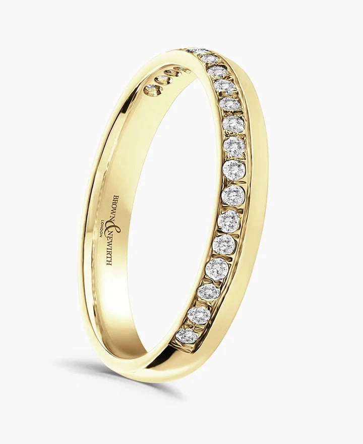 18ct Yellow Gold 0.11ct Round Brilliant Cut Diamond Grain Set Half Eternity Ring