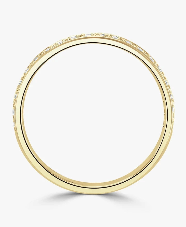 18ct Yellow Gold 0.11ct Round Brilliant Cut Diamond Grain Set Half Eternity Ring