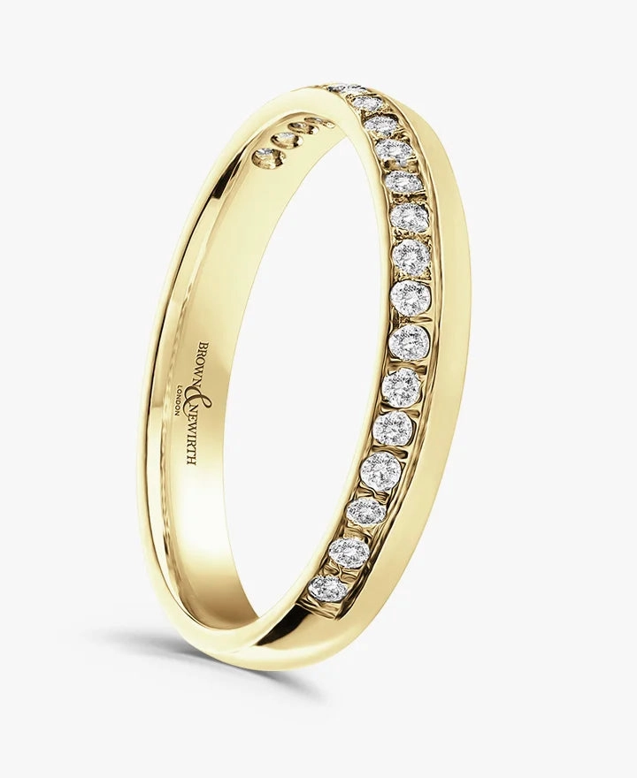 18ct Yellow Gold 0.11ct Round Brilliant Cut Diamond Grain Set Half Eternity Ring