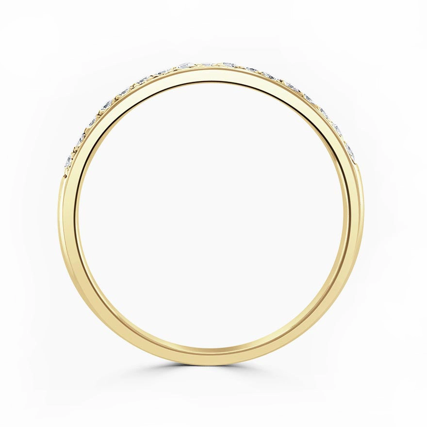 18ct Yellow Gold 0.15ct Round Brilliant Cut Diamond Grain Set Half Eternity Ring