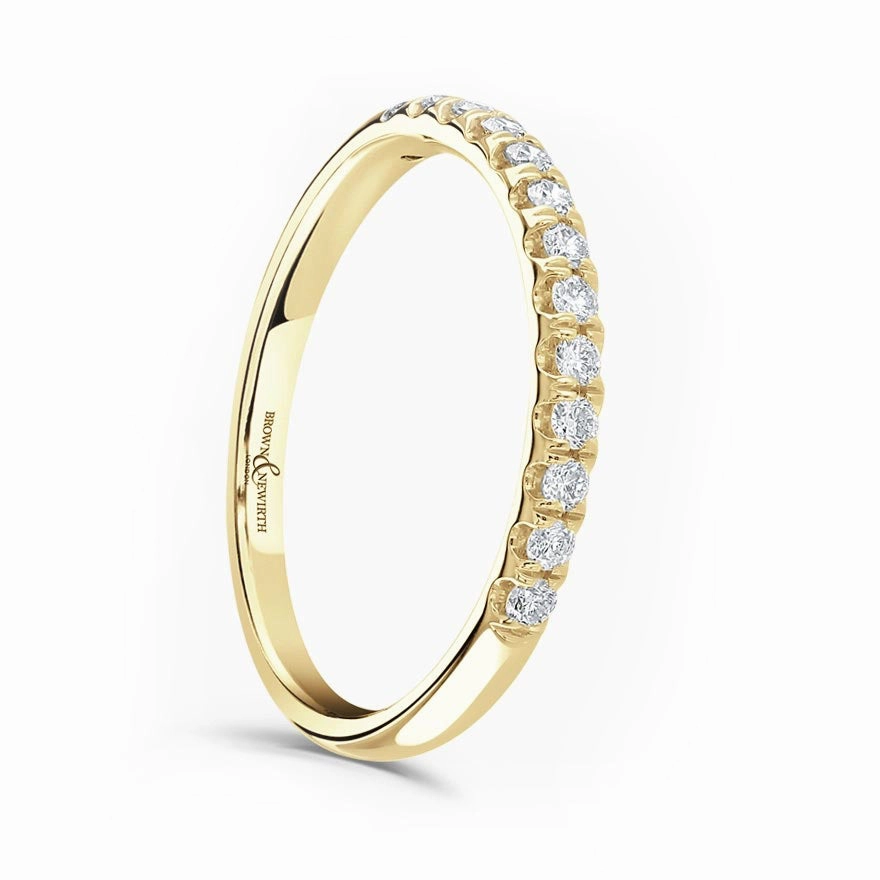 18ct Yellow Gold 0.25ct Round Brilliant Cut Diamond Claw Set Half Eternity Ring