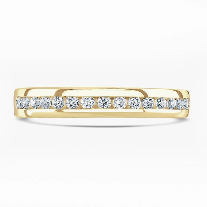 18ct Yellow Gold 0.30ct Round Brilliant Cut Diamond Channel Set Half Eternity Ring