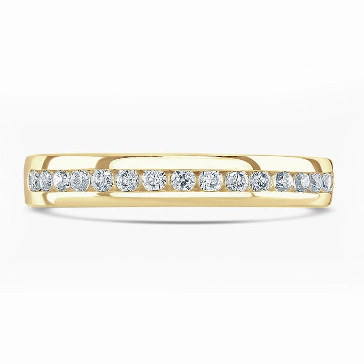 18ct Yellow Gold 0.30ct Round Brilliant Cut Diamond Channel Set Half Eternity Ring
