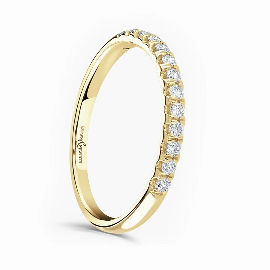 18ct Yellow Gold 0.33ct Round Brilliant Cut Diamond Claw Set Half Eternity Ring
