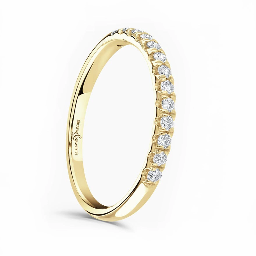 18ct Yellow Gold 0.33ct Round Brilliant Cut Diamond Claw Set Half Eternity Ring