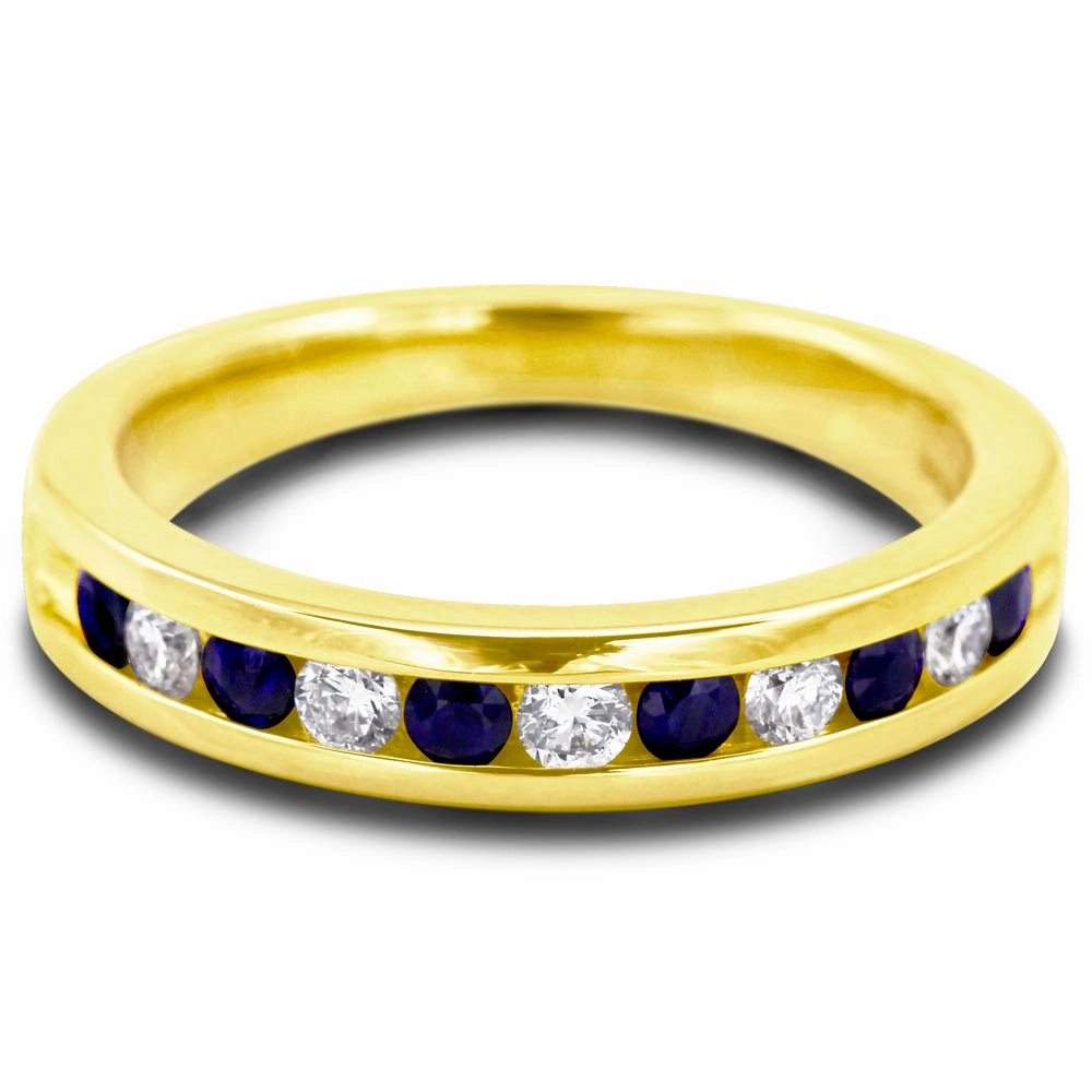 18ct Yellow Gold 0.50ct Sapphire And Diamond Half Eternity Ring