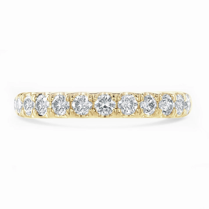 18ct Yellow Gold 0.75ct Round Brilliant Cut Diamond Claw Set Half Eternity Ring