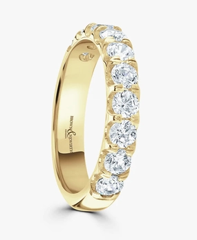 18ct Yellow Gold 0.75ct Round Brilliant Cut Diamond Claw Set Half Eternity Ring