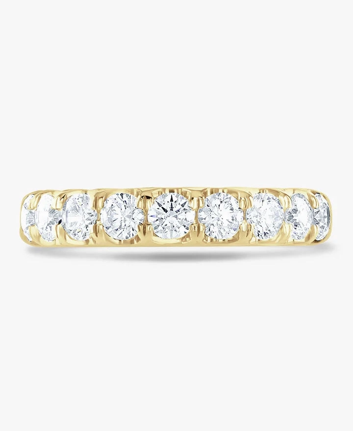 18ct Yellow Gold 0.75ct Round Brilliant Cut Diamond Claw Set Half Eternity Ring