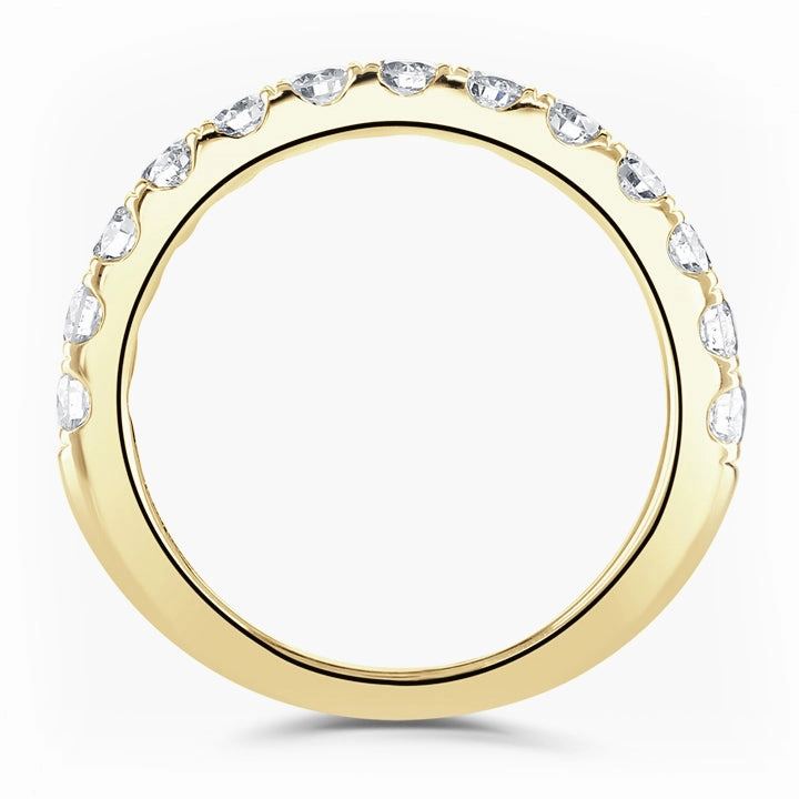 18ct Yellow Gold 0.75ct Round Brilliant Cut Diamond Claw Set Half Eternity Ring