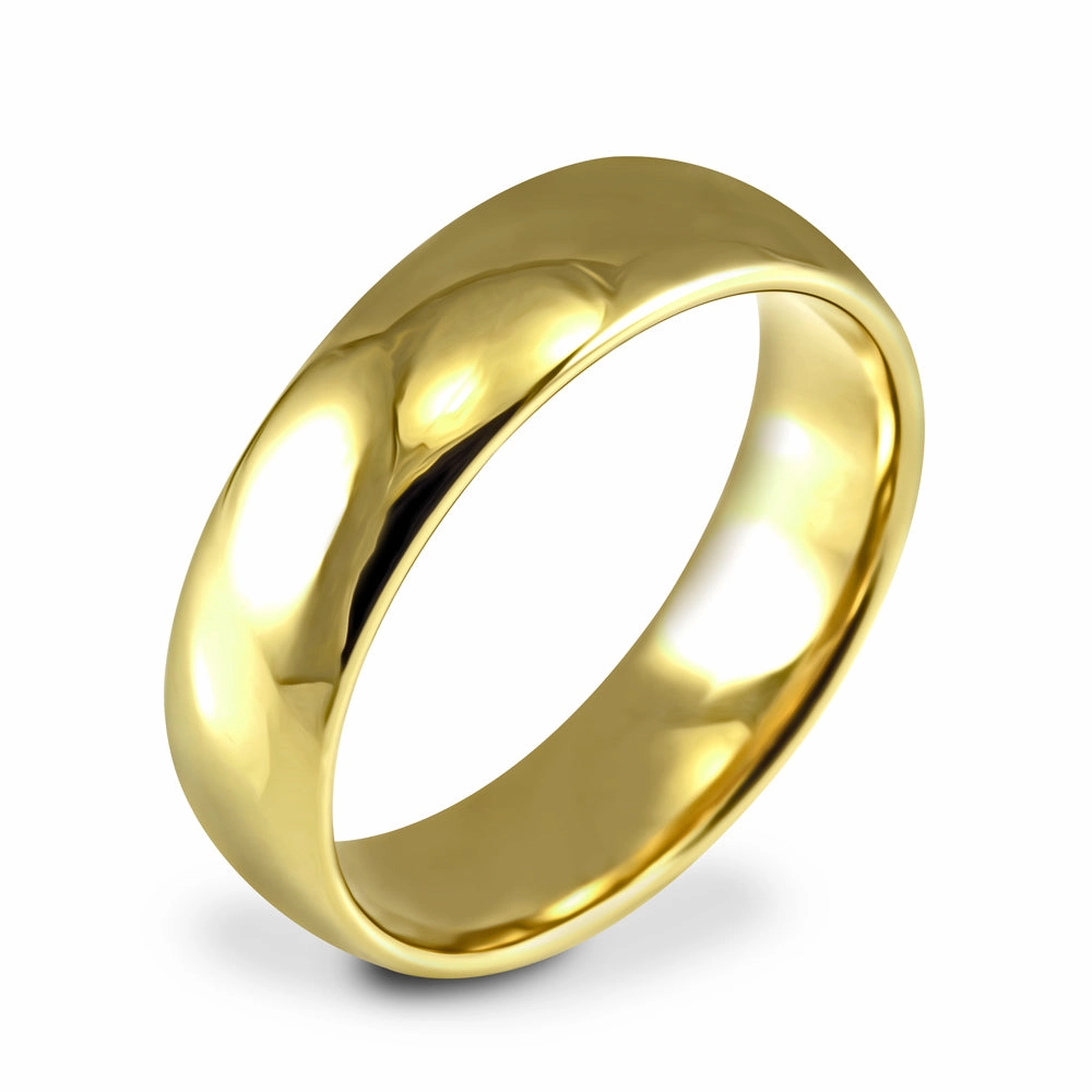 18ct Yellow Gold 6mm Light Court Gents Wedding Ring
