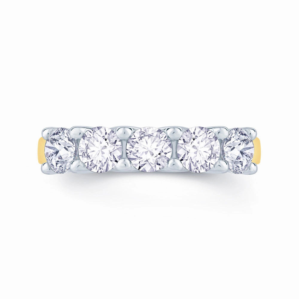 18ct Yellow Gold And Platinum 1.00ct Round Brilliant Cut Diamond Half Eternity Ring