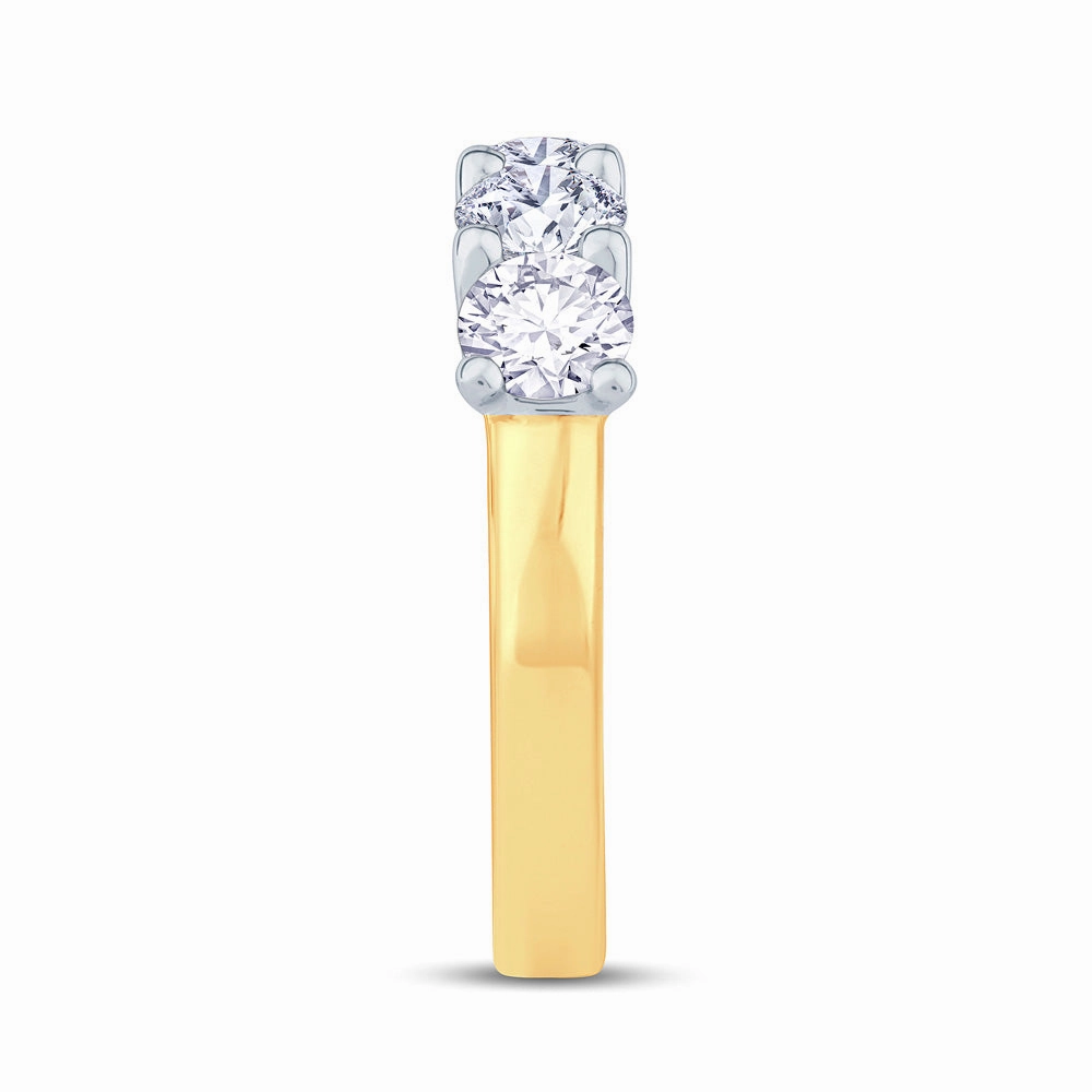 18ct Yellow Gold And Platinum 1.00ct Round Brilliant Cut Diamond Half Eternity Ring