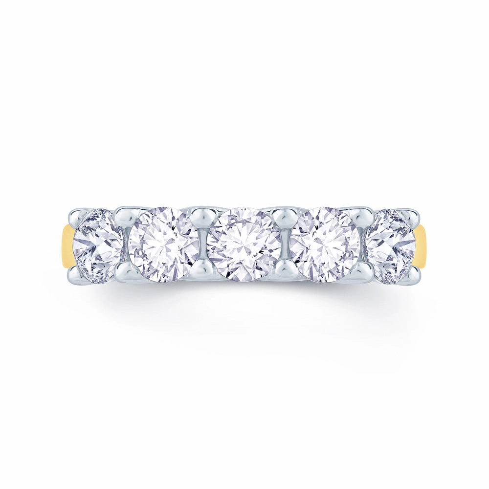 18ct Yellow Gold And Platinum 1.00ct Round Brilliant Cut Diamond Half Eternity Ring