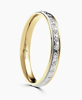 18ct Yellow Gold And Platinum 3mm Ladies Wedding Ring