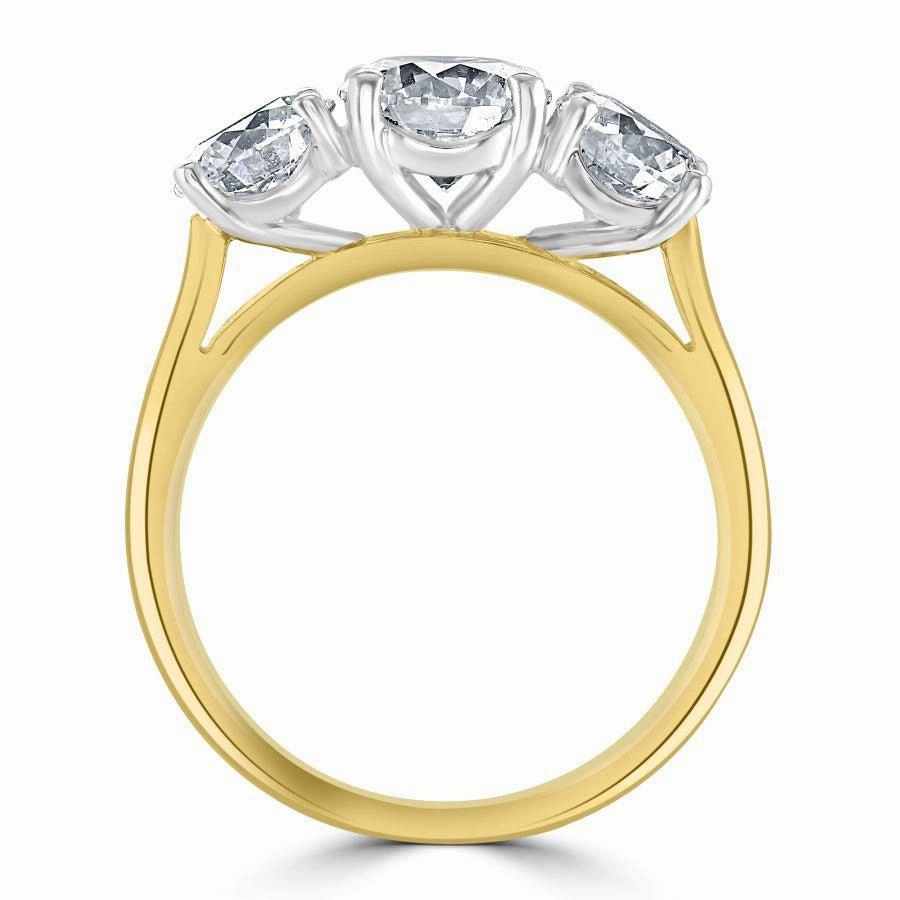 18ct Yellow Gold Round Brilliant Cut Diamond Trilogy Ring