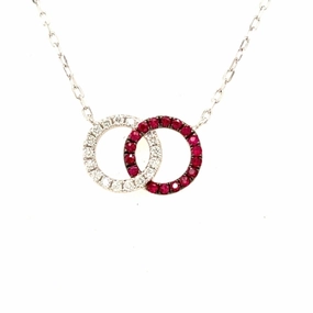 18k Ruby & Diamond Interlocking Circles Pendant