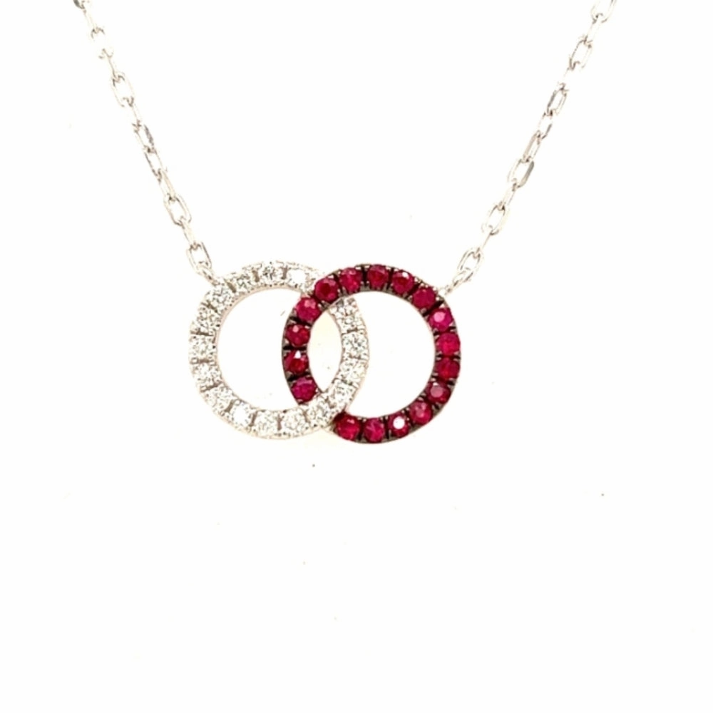 18k Ruby & Diamond Interlocking Circles Pendant