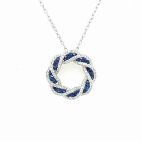 18k Sapphire and Diamond Twist Pendant Necklace