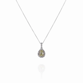 18k Two-Tone Adjustable 16 - 18" Halo/Bail Yellow and White Diamond Pendant