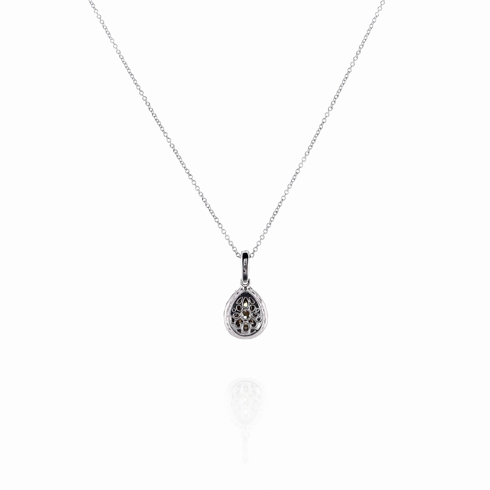 18k Two-Tone Adjustable 16 - 18" Halo/Bail Yellow and White Diamond Pendant